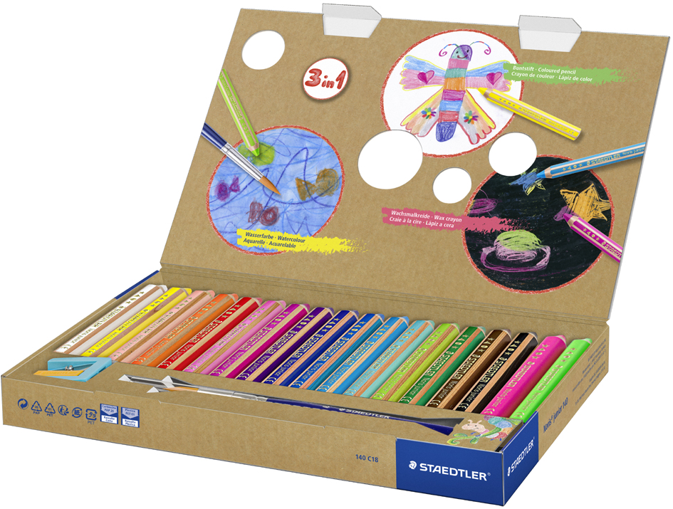 4007817029206 - STAEDTLER Hexagonal-Buntstift buddy18er Kartonetui +Spitzer Der ideale erste Kinderbuntstift! 760cm (3) 1 Bunt- Wachsmal - 1 Stück (140 C18) 4007817029206 - STAEDTLER Hexagonal-Buntstift buddy18er Kartonetui +Spitzer Der ideale erste Kinderbuntstift! 760cm (3) 1 Bunt- Wachsmal - 1 Stück (140 C18)
