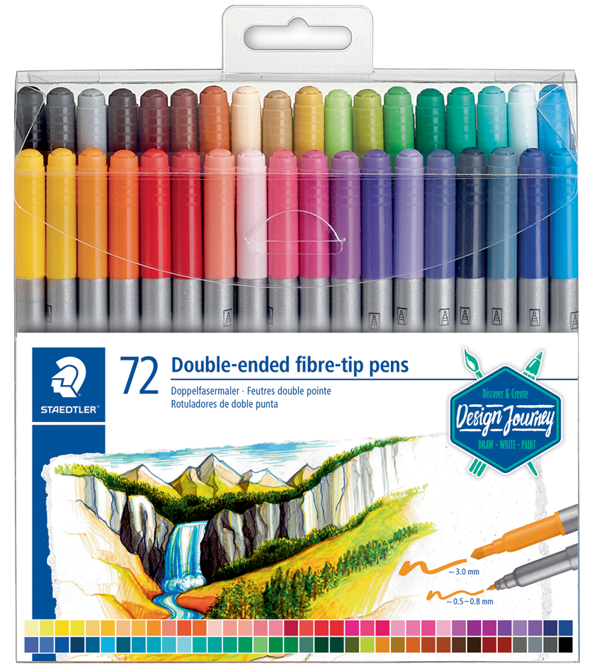 4007817042809 - STAEDTLER Doppel-Fasermaler Twin-tip 72er Kunststoff-Etui 2 Spitzen Strichstärke 30 mm   05 - 08 mm - 1 Stück (3200 TB72)