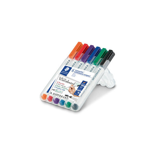 4007817044681 - STAEDTLER Lumocolor Whiteboard Marker 4er Etui Rundspitze kann mehrere Tagen ohne Schutzhülle bleiben - 1 Stück (341 WP6)