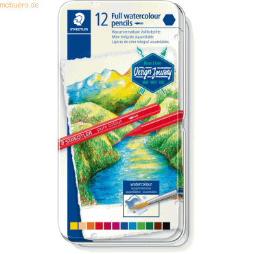 4007817052280 - STAEDTLER Vollfarb-Aquarellstift Design Journey 12er Etui Sechskantstift Vollmine mit ca 7 mm Durchmesser - 1 Stück (14610G M12)