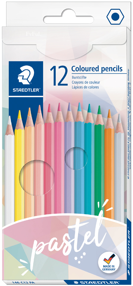 4007817063309 - STAEDTLER Buntstift pastel 12er Kartonetui Sechskantstift Minenstärke 29 mm weiche Mine für - 1 Stück (146 C12 PA)