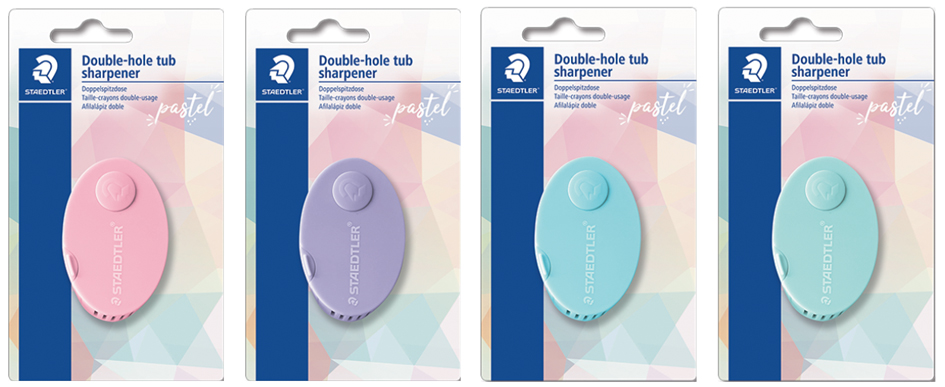 4007817063330 - STAEDTLER Doppel-Spitzdose 512 PS2 pastel farbig sortiert rund für Bleistifte bis 82 mm Durchmesser für Buntstifte - 1 Stück (512PS2BKPA)