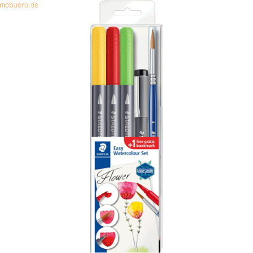 4007817068403 - STAEDTLER Aquarell-Set Easy Watercolour Blume zum Zeichnen & Aquarellieren transparentes Kunststoffetui - 1 Stück (3001STB5-2)