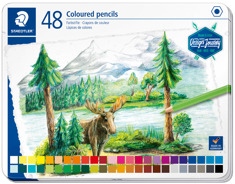 4007817071069 - STAEDTLER Buntstift Design Journey 48er Mertalletui Sechskantstift Minenstärke 29 mm weiche Mine für - 1 Stück (146C M48)