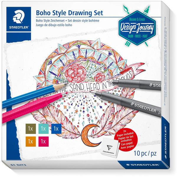 4007817075296 - STAEDTLER Trendset Design Journey Boho Style Zeichenset Set zum Erstellen einer Zeichnung im Boho Style - 1 Stück (61 DJT3)