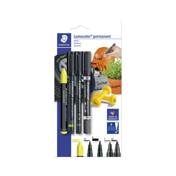 4007817076705 - STAEDTLER Lumocolor Permanent-Marker-Set Blisterkarte für Nutzung in Werkstatt Garage & Garten - 1 Stück (60 BK-5)