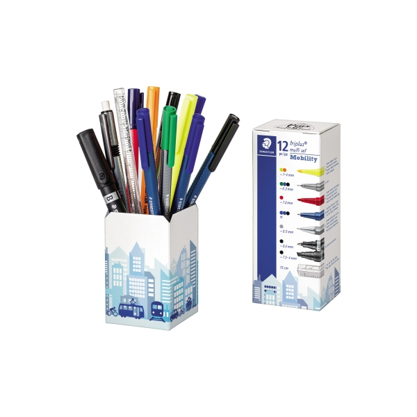 4007817078457 - STAEDTLER Schreibset triplus multi set Mobility Star Inhalt 3x Fineliner triplus (334) 3x Kugelschreiber - 1 Stück (34 CPR12)