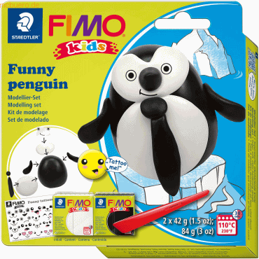 4007817078709 - 6 x Modelliermasse Fimo Kids Kunststoff Set -Penguin- 2x42g