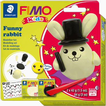 4007817078723 - 6 x Modelliermasse Fimo Kids Kunststoff Set -Rabbit- 2x42g