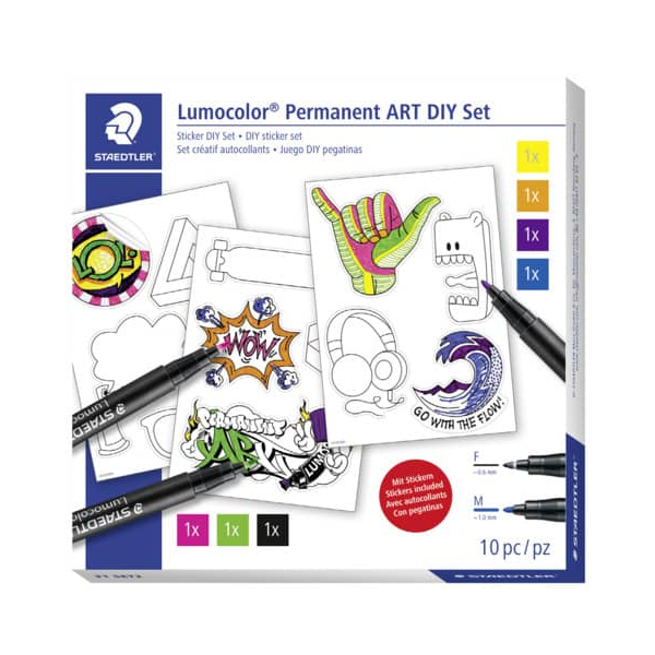 4007817080825 - STAEDTLER Lumocolor Trendset ART KIY SET mit Stickern Inhalt 4x Lumocolor Permanent-Marker 317M - 1 Stück (31 SET2)