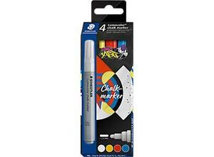 4007817087640 - Kreidemarker STAEDTLER Lumocolor® Rundspitze Strichbreite 24 mm für glatte Oberflächen Flüssigkeit auf Wasserbasis 4er-Set farbsortiert