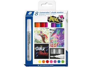 4007817087671 - Kreidemarker STAEDTLER Lumocolor® Rundspitze Strichbreite 24 mm für glatte Oberflächen Flüssigkeit auf Wasserbasis 8er-Set farbsoriert