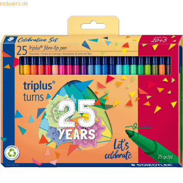 4007817090992 - STAEDTLER Fasermaler triplus color 20 + 5 Celebration Set Strichstärke 10 mm dreieckig druckgesicherte Spitze - 1 Stück (323 C25 TA)