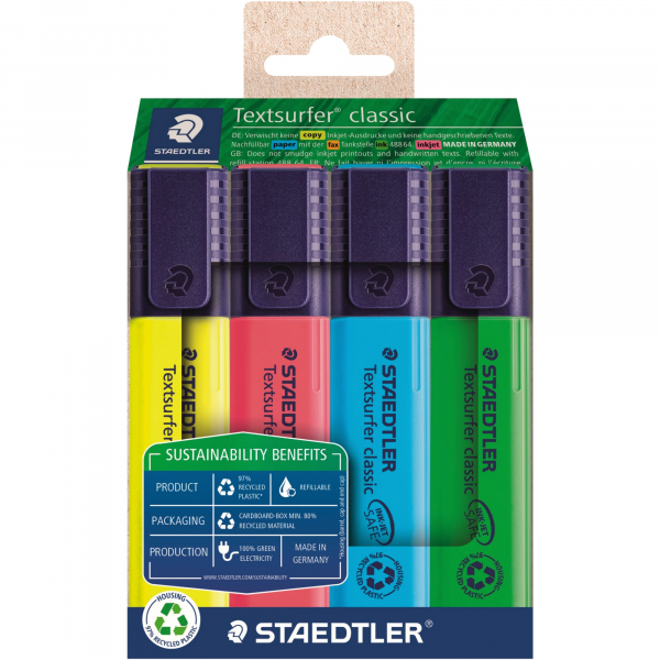 4007817102695 - Textmarker Textsurfer classic 364 R 364 RC4 Etui 4-farbig sortiert 1-5mm Keilspitze 4007817102695 4 Stück