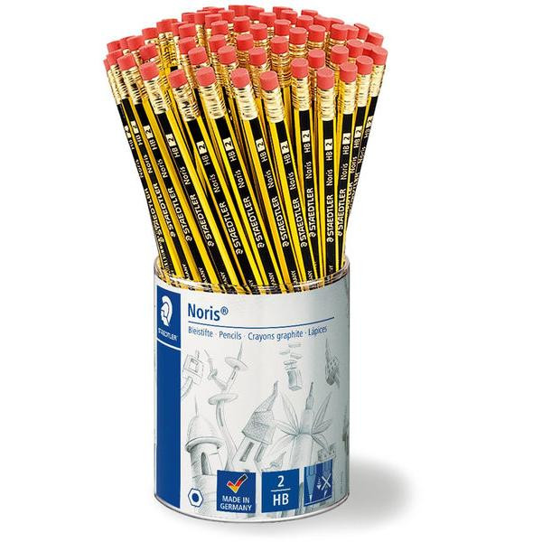 4007817132104 - STAEDTLER Bleistift Noris mit Radierer 72er Köcher Härtegrad HB Minenstärke ca 2 mm gelb schwarz lackiert - 1 Stück (122 KP72)