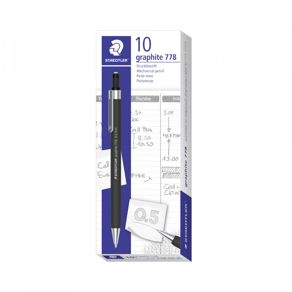 4007817140222 - STAEDTLER Druckbleistift graphit Sechskant-Griffzone Radierer HB 05 mm schwarz