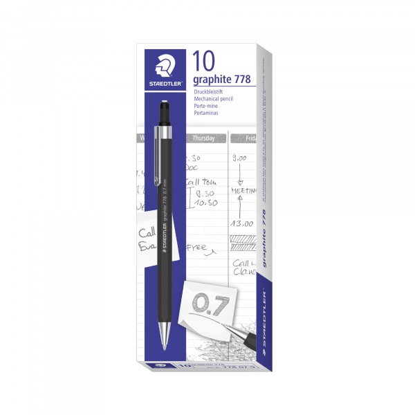 4007817140260 - STAEDTLER Druckbleistift graphit Sechskant-Griffzone Radierer HB 07 mm schwarz