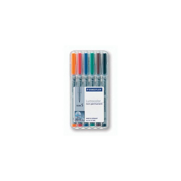 4007817307779 - STAEDTLER Lumocolor NonPermanent-Marker 311S 6er Etui Strichstärke 04 mm (superfein) Finelinerspitze (311 WP6)