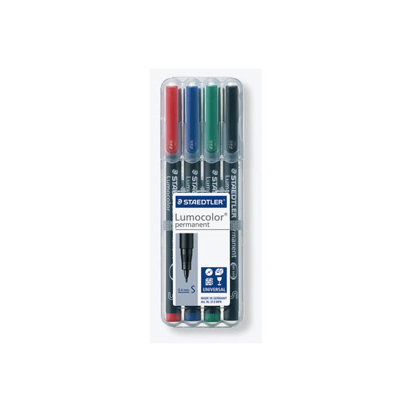 4007817308431 - STAEDTLER Lumocolor 313 Folienstift Extra Fein Rundspitze Farbig sortiert 4 Stück