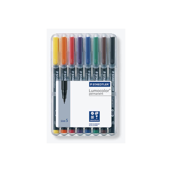 4007817308585 - STAEDTLER Lumocolor Universal Lumocolor Rundspitze Marker Extra Fein Rundspitze 04 mm Farbig Sortiert Nachfüllbar 8 Stück