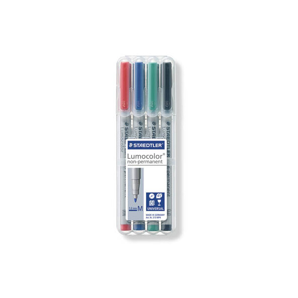 4007817309278 - STAEDTLER Lumocolor 315 OHP-Marker Mittel Rundspitze 1 mm Farbig sortiert Nicht nachfüllbar 4 Stück