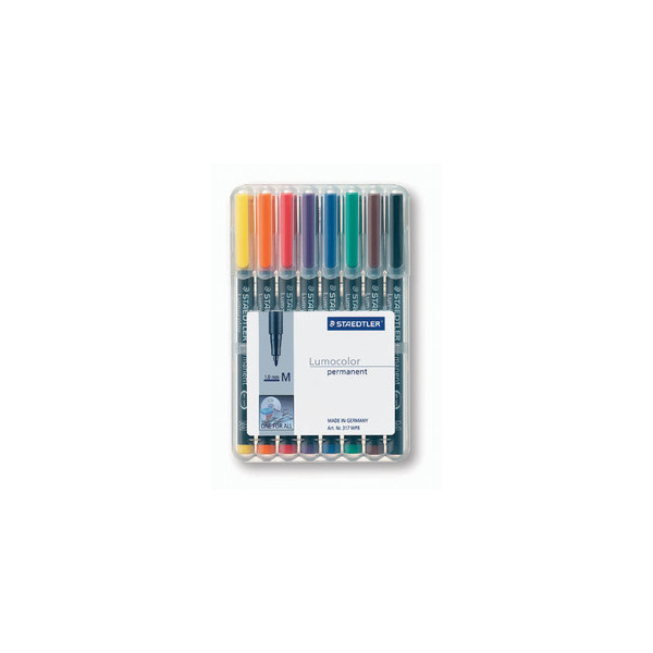 4007817310472 - STAEDTLER Lumocolor 317 Stift Mittel Rundspitze 08 - 1 mm Farbig sortiert Nachfüllbar 8 Stück