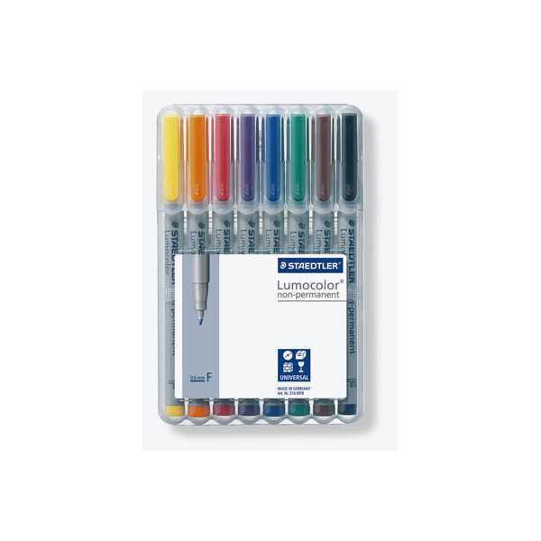 4007817323601 - Folienstift 316 F farbig sortiert 06 mm 8er Etui non-permanent 4007817323601 Staedtler (Lumocolor) 8 Stück