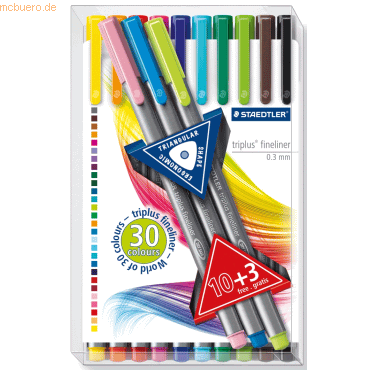 4007817331217 - 20 x Feinschreiber triplus fineliner 03mm Set mit 13 Farben
