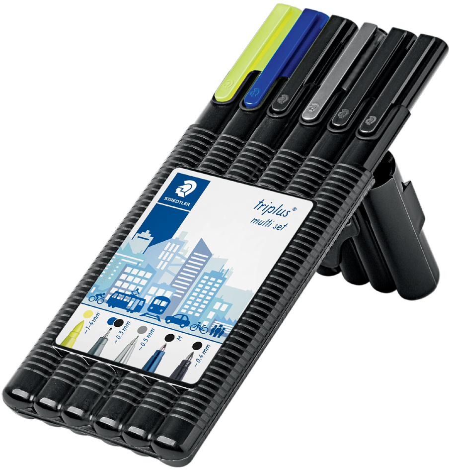 4007817340196 - STAEDTLER Schreibset triplus black mobile office Inhalt 1x Fineliner triplus schwarz & blau (334-3 334-9) (34 SB6B)