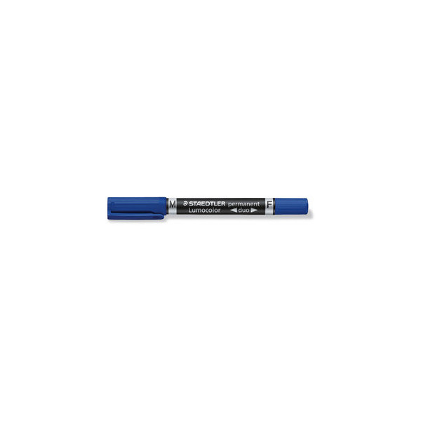 4007817348017 - STAEDTLER Lumocolor Permanent-Marker duo blau zwei Spitzen Strichstärke 06 mm und 15 mm wisch- und (348-3)