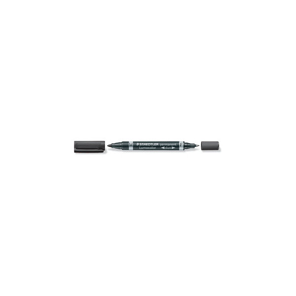 4007817348031 - STAEDTLER Lumocolor Permanent-Marker duo schwarz zwei Spitzen Strichstärke 06 mm und 15 mm wisch- und (348-9)