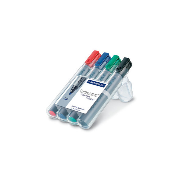 4007817356142 - STAEDTLER Lumocolor 356 Flipchart Marker Mittel Rundspitze 2 mm Farbig sortiert Nachfüllbar 4 Stück