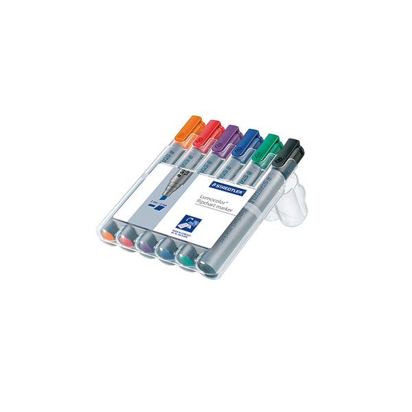 4007817356180 - Flipchartmarker-Set Lumocolor 356 B WP6 Pack orangerotgrünviolettblauschwarz 2-5mm Keilspitze 4007817356180 Staedtler (