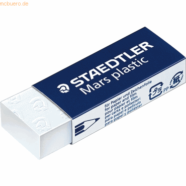 4007817504598 - Radierer STAEDTLER Mars plastic alterungsbeständig geringe Krümelbildung B 22 x T 12 x H 65 mm weiß