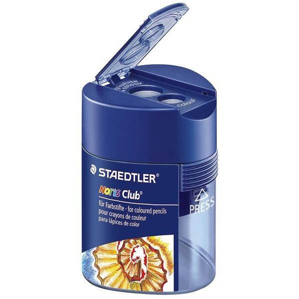 4007817512029 - STAEDTLER Doppel-Spitzdose Noris Club dreieckig für alle Stifte bis 102 mm Durchmesser Deckel blau (512 128)