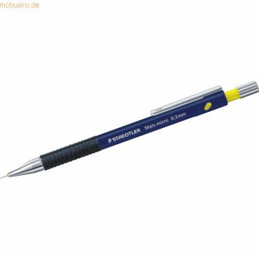 4007817708262 - STAEDTLER Druckbleistift Mars micro blau 03 mm Minenstärke versenkbare Spitze mit Radierer rutschfeste (775 03-3)