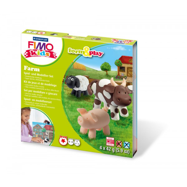 4007817806005 - Fimo Kids 8034-01LY Form&Play Modelliermasse-Set 4x 42g Farm 4007817806005 168 Gramm