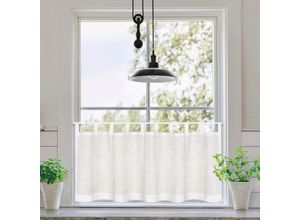 4007863684886 - Scheibengardine Antonia Gr 1 weiß (sanftes weiß) B150cm H50cm Wirkware Baumwolle Gardinen SB-Schlaufenbistro Antonia Bio BW