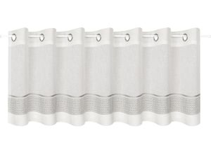 4007863688914 - Scheibengardine Janni Gr 1 grau (grau sanftes weiß) B145cm H50cm Polyester Gardinen SB-Ösenbistro JANNI