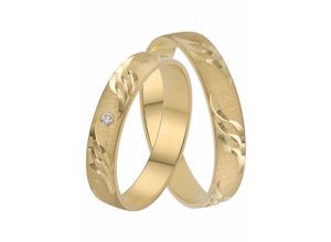 4007972375255 - Trauring FIRETTI Schmuck Geschenk Gold 375 Hochzeit Ehering LIEBE Welle Fingerringe Gr 165 001 ct SI = kleine Einschlüsse mit Brillant Gelbgold 375 4 mm gelb (gelbgoldfarben) Trauringe Made in Germany wahlweise mit oder ohne Brillant