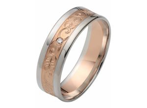 4007972382437 - Trauring FIRETTI Schmuck Geschenk Gold 375 Hochzeit Ehering LIEBE Ranke Fingerringe Gr 165 SI = kleine Einschlüsse mit Brillant Roségold 375-Weißgold 375 6 mm rosegold (roségoldfarben weißgoldfarben) Trauringe Wahlweise mit oder ohne Brillant