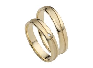 4007972550072 - Trauring FIRETTI Schmuck Geschenk Gold 750 Hochzeit Ehering LIEBE Fingerringe Gr 50 001 ct SI = kleine Einschlüsse mit Brillant Gelbgold 375 4 mm gelb (gelbgoldfarben) Trauringe Made in Germany wahlweise mit oder ohne Brillant