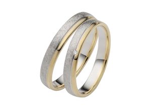 4007972551512 - Trauring FIRETTI Schmuck Geschenk Gold 750 Hochzeit Ehering LIEBE Fingerringe Gr 50 001 ct SI = kleine Einschlüsse mit Brillant Gelbgold 375-Weißgold 375 35 mm goldfarben (gelbgoldfarben weißgoldfarben) Trauringe Made in Germany