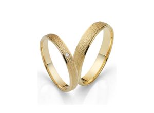 4007972558122 - Trauring FIRETTI Schmuck Geschenk Gold 750 Hochzeit Ehering LIEBE Fingerringe Gr 50 001 ct SI = kleine Einschlüsse mit Brillant Gelbgold 375 3 mm gelb (gelbgoldfarben) Trauringe Made in Germany wahlweise mit oder ohne Brillant