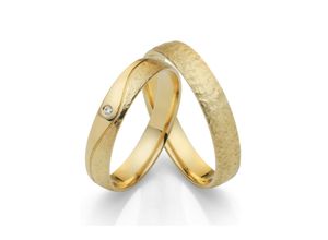 4007972561009 - Trauring FIRETTI Schmuck Geschenk Gold 750 Hochzeit Ehering LIEBE Fingerringe Gr 50 001 ct SI = kleine Einschlüsse mit Brillant Gelbgold 375 4 mm gelb (gelbgoldfarben) Trauringe Made in Germany wahlweise mit oder ohne Brillant