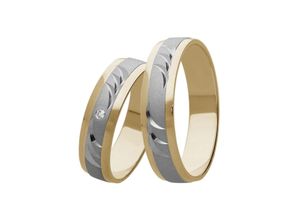 4007972590870 - Trauring FIRETTI Schmuck Geschenk Gold 375 Hochzeit Ehering LIEBE Fingerringe Gr 165 001 ct SI = kleine Einschlüsse mit Brillant Gelbgold 585-Weißgold 585 5 mm goldfarben (gelbgoldfarben weißgoldfarben) Trauringe