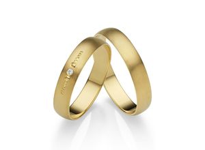 4007972652974 - Trauring FIRETTI Schmuck Geschenk Gold 375 Hochzeit Ehering LIEBE Fingerringe Gr 50 001 ct SI = kleine Einschlüsse mit Brillant Gelbgold 375 4 mm gelb (gelbgoldfarben) Trauringe Made in Germany wahlweise mit oder ohne Brillant