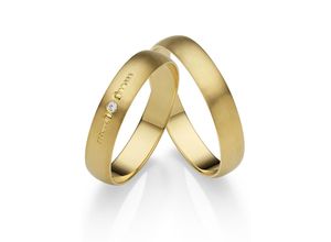 4007972653278 - Trauring FIRETTI Schmuck Geschenk Gold 375 Hochzeit Ehering LIEBE Fingerringe Gr 50 ohne Brillant Gelbgold 585 4 mm gelb (gelbgoldfarben) Trauringe Made in Germany wahlweise mit oder ohne Brillant