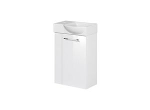 4008033077149 - Sceno sbc Gäste-WC Set 2 Teile – Waschtischunterschrank in Weiß mit Waschbecken aus Keramik – Waschbeckenunterschrank schmal – Türanschlag rechts –