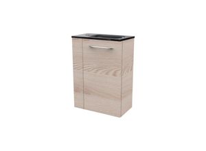 4008033077477 - B clever sbc Gäste-WC Set 2 Teile – Waschtischunterschrank in Holz Braun mit Waschbecken aus Glas in Anthrazit – Waschbeckenunterschrank schmal –